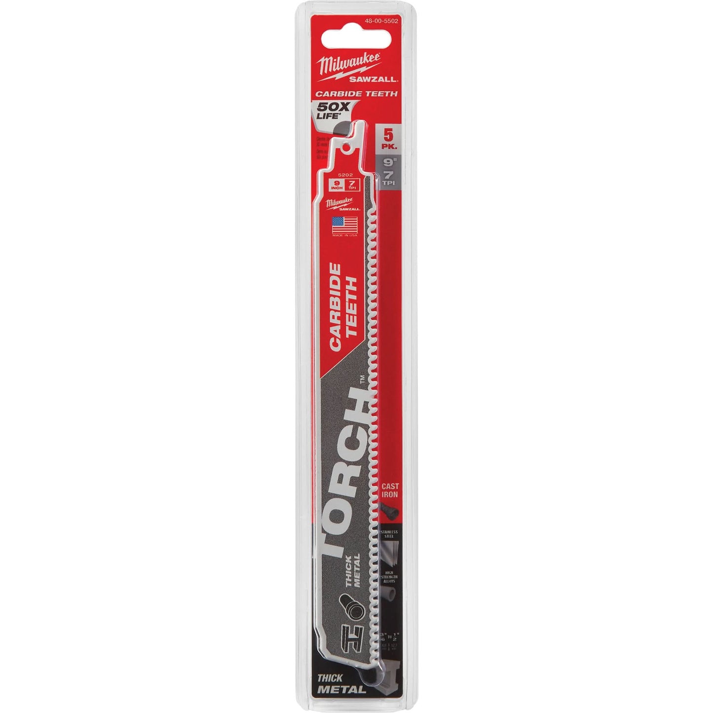 Lame de scie sabre The Torch™ Sawzall™, au carbure, 7 TPI, 22,86 cm L x 2,54 cm l
