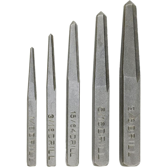 Screw Extractor Set, Chromium Steel, 5 Pieces
