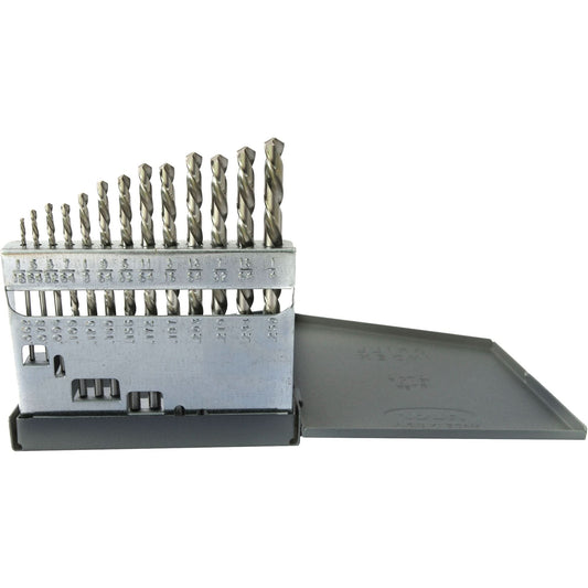 Drillco® USA Left-Hand Jobber Length Drill Bit Set, 13 Pieces, High Speed Steel