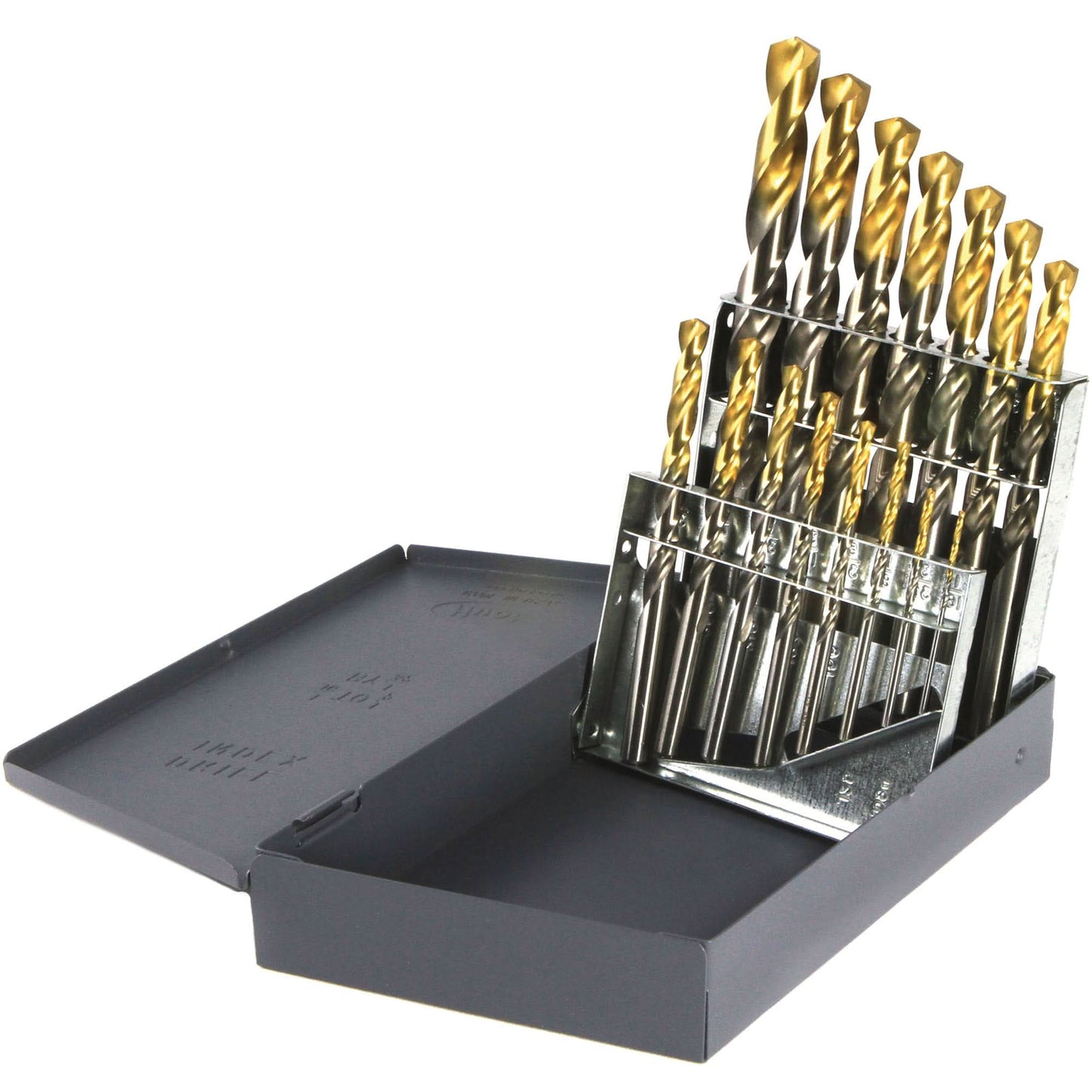 Drillco® TiN Tipped Jobber Length Drill Bit Set, 15 Pieces, High Speed Steel