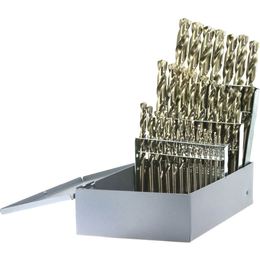 Drillco® USA Heavy-Duty Jobber Length Drill Bit Set, 29 Pieces, Cobalt