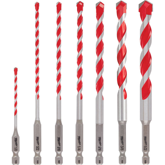 Large Shockwave™ Hammer Drill Bit Kit, 7 Pieces, Carbide