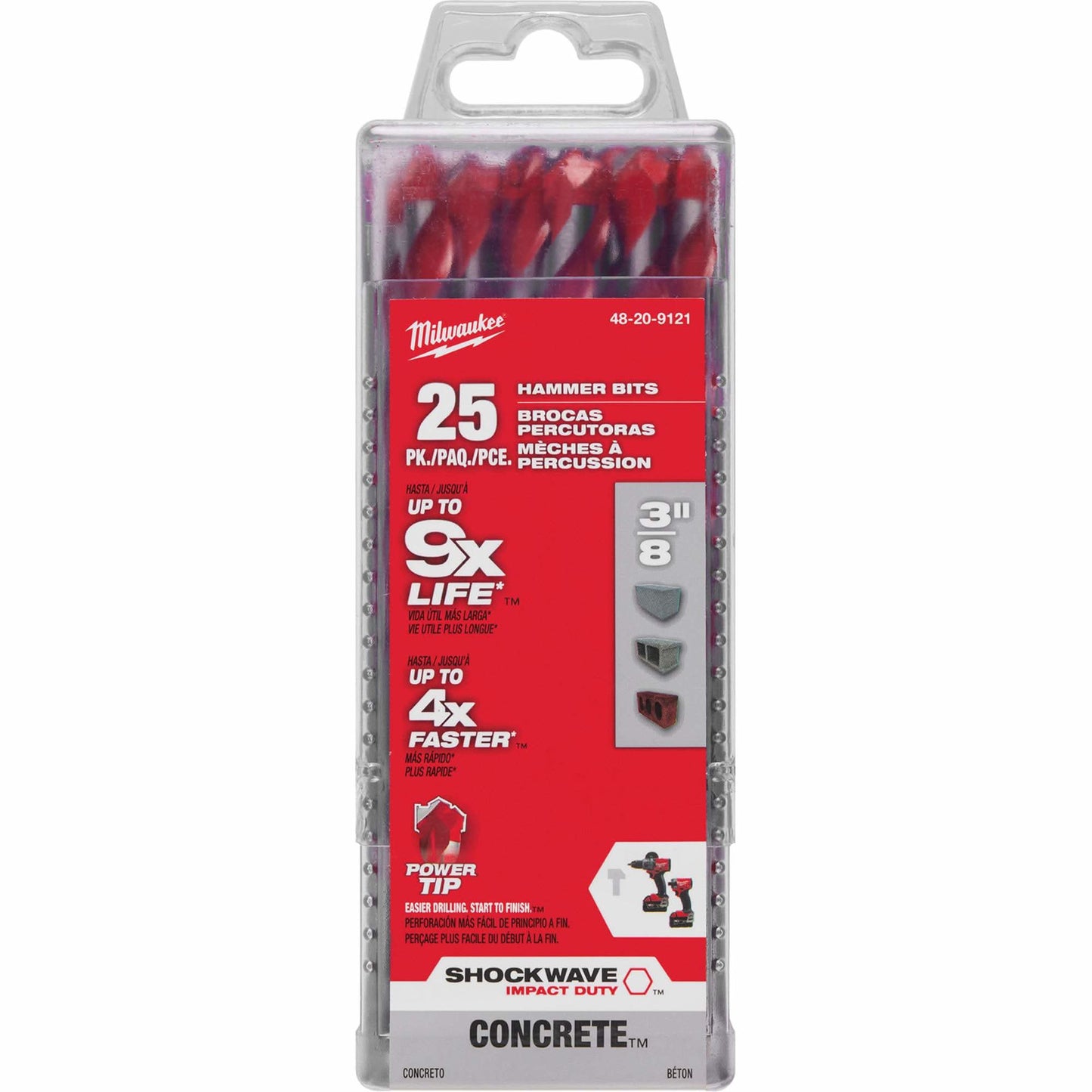 Shockwave™ Hammer Drill Bit, 3/8", Hex Shank, Carbide