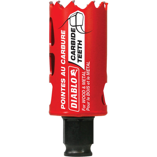 Wood & Metal Hole Saw, 1-3/8", 2-3/8" Depth of Cut, Carbide