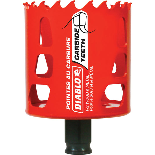 Wood & Metal Hole Saw, 2-9/16", 2-3/8" Depth of Cut, Carbide
