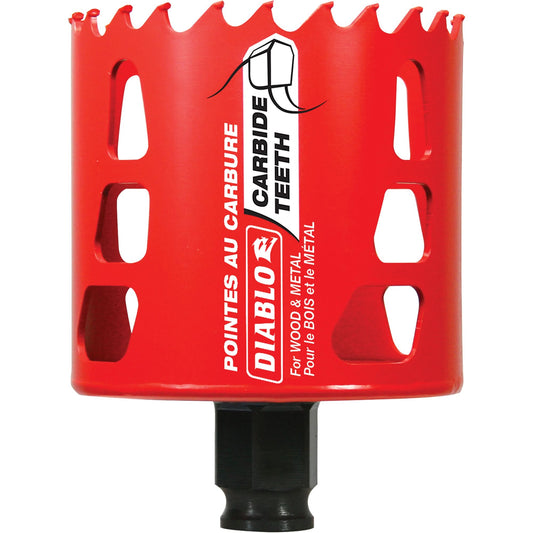 Wood & Metal Hole Saw, 2-3/4", 2-3/8" Depth of Cut, Carbide