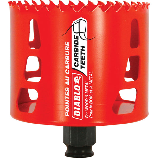 Wood & Metal Hole Saw, 3-1/4", 2-3/8" Depth of Cut, Carbide