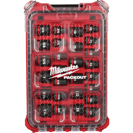 Jeu de douilles métriques Shockwave Impact Duty™ Packout™ 27 pièces, à chocs, carré d'entraînement 1/2"