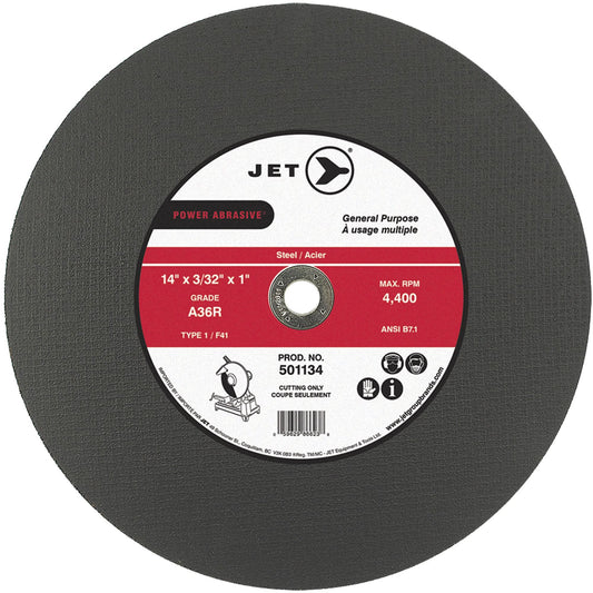 A36R Power Abrasive Cut-Off Wheel, 14" x 3/32", 1" Arbor, Type 1, 4400 RPM