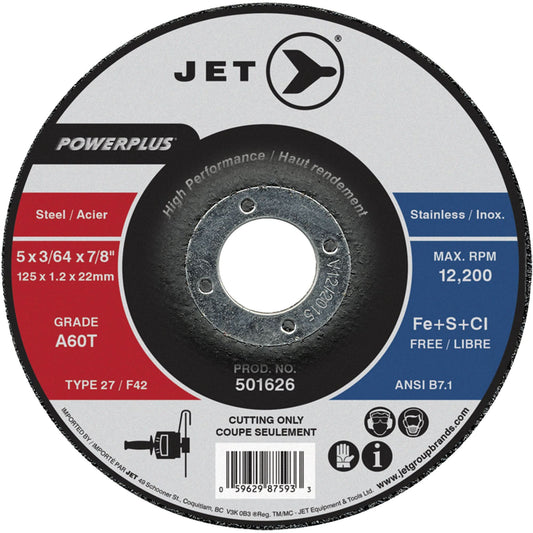 Meule à tronçonner A60T PowerPlus, 125 mm x 1,2 mm, alésage 22,2 mm, Type 27, 12200 tr/min