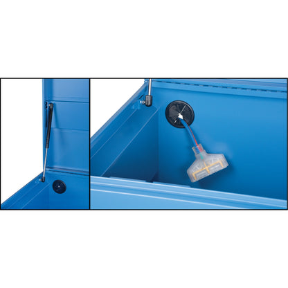 Jobsite Tool Box, 48" x 24" x 27-3/5", Steel, Blue