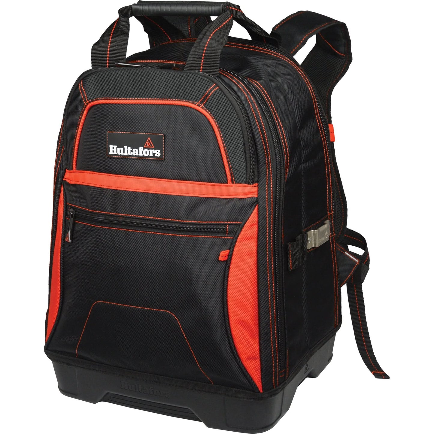 Sac à dos à outils à fond moulé, noir/rouge, balistique/polyester