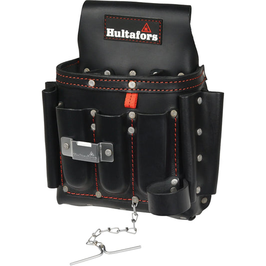 Electrician's Tool Pouch, Leather, 8 Pockets, Black