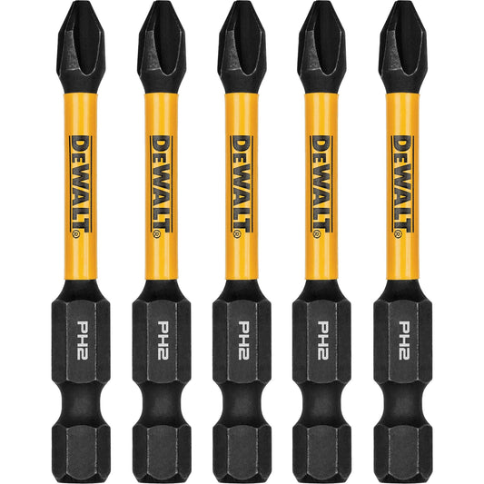5-Piece FLEXTORQ® Impact Screwdriving Bits, Phillips, #2, 1/4" Drive