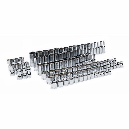Jeu de douilles métriques principales dans un plateau de rangement en mousse, 104 pièces, taille d'entraînement 3/8", profondes