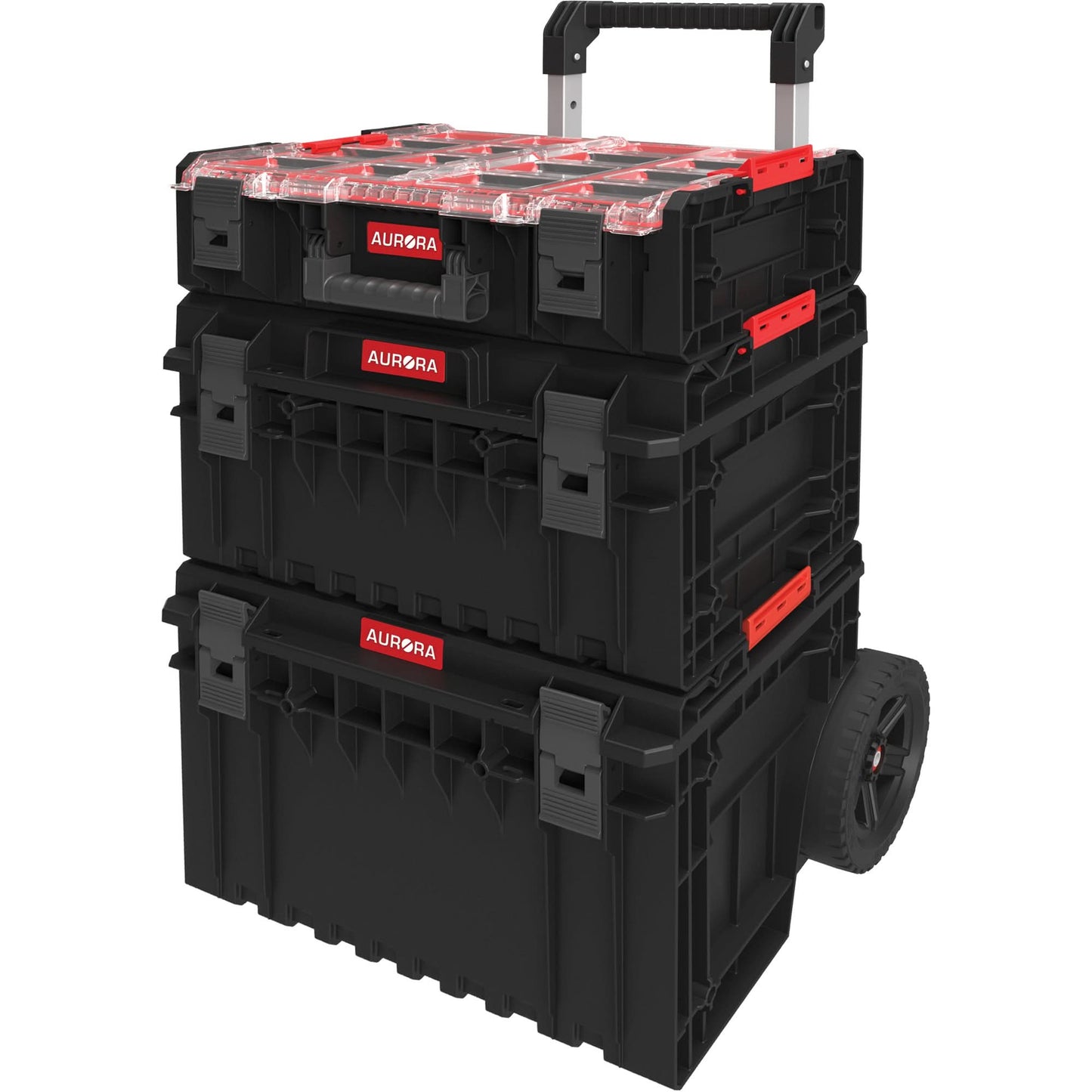 Arx™ 3-Piece Modular Starter Kit, 23"/25-1/5" x 19"/15-1/5" x 12-3/5"/26"/6-4/5", Black/Red