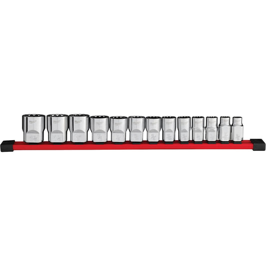 12-Point SAE Socket Set, 13 Pcs, 1/2" Drive Size