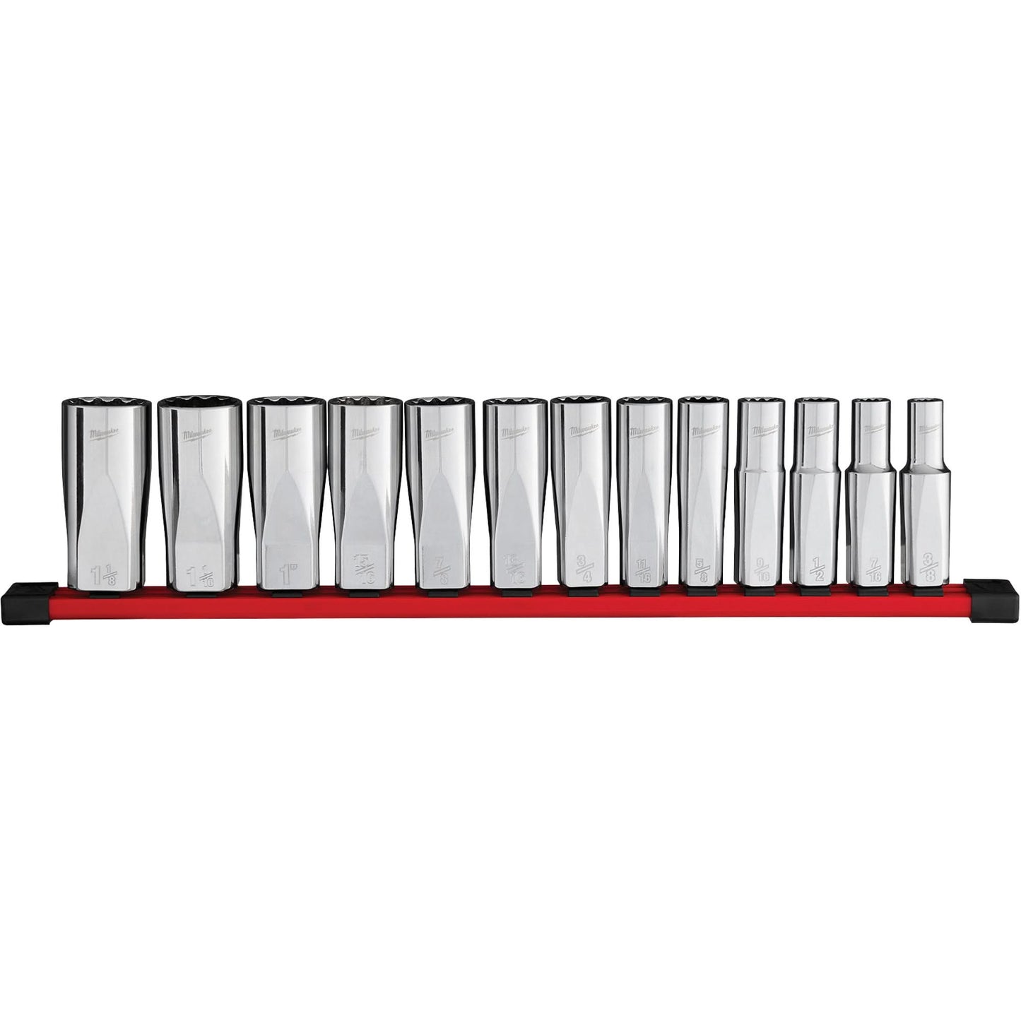 12-Point Deep Well SAE Socket Set, 13 Pcs, 1/2" Drive Size, Deep