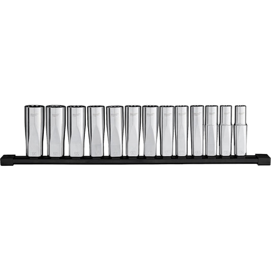 12-Point Deep Well Metric Socket Set, 13 Pcs, 1/2" Drive Size, Deep
