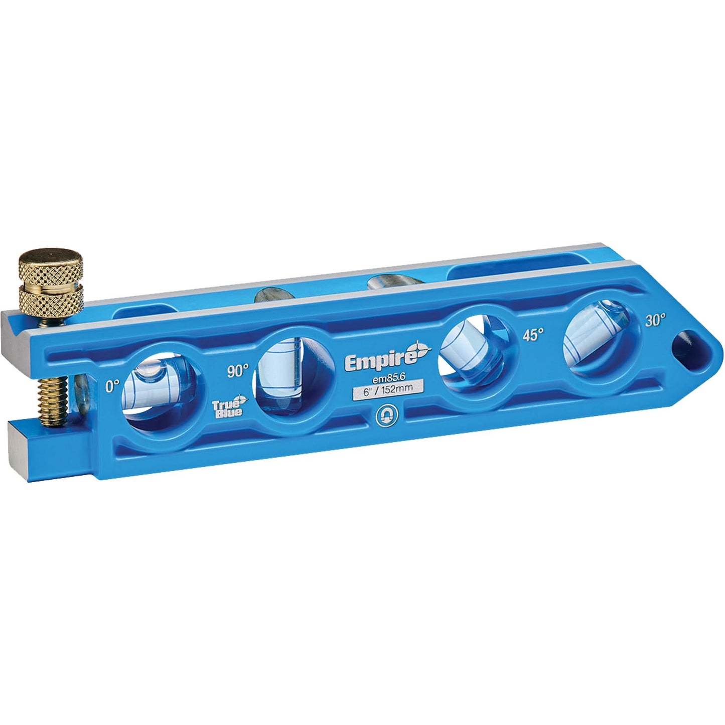 TRUE BLUE® Die Cast Torpedo Level, 6" L, Aluminum, 4 Vials
