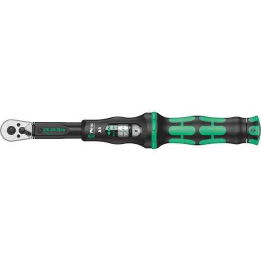 Click-Torque A 5 Torque Wrench with Reversible Ratchet, Click, 1/4" Square Drive, 2.5 - 25 Nm