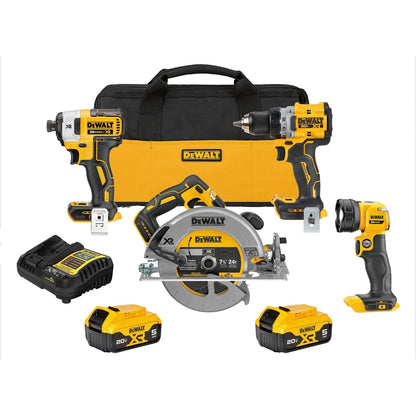 XR® Brushless Cordless 4-Tool Combo Kit, Lithium-Ion, 20 V