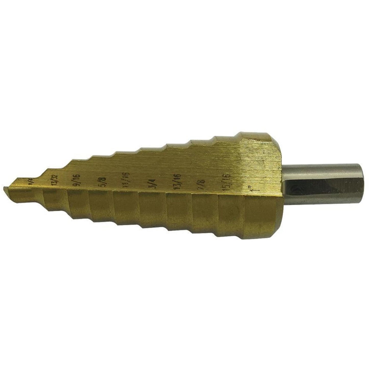 JET-KUT® Super Premium 11-Step Step Drill, 1/4" - 1-3/8" , 7/8"/1"/1/4"/1-3/8"/1-1/8"/1-1/4"/13/16"/25/64"/35/64"/11/16"/1-7/32" Increments, High Speed Steel
