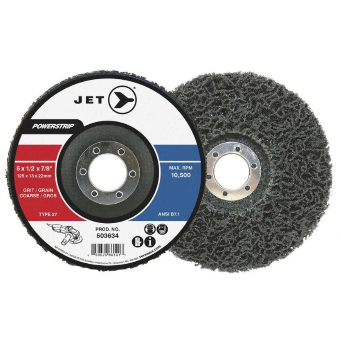 POWERSTRIP XCL T27 Surface Preparation Depressed Centre Wheel, 5" Dia., Coarse Grit