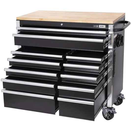HDRC4112 HD Series Roller Cabinet, 12 Drawers, 41" W x 21" D x 40-3/10" H, Black