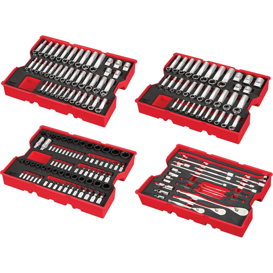 Metric & SAE Ratchet & Socket Set with Trays for PACKOUT™ Drawers, 242 Pcs, Impact, 1/2"/1/4"/3/8" Drive Size, Deep