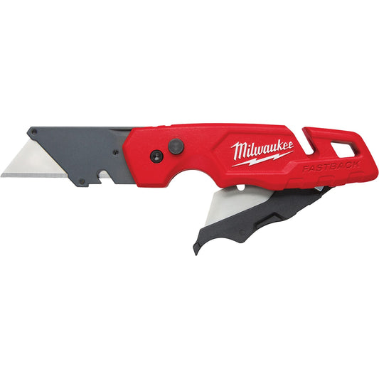 FASTBACK™ Folding Utility Knife with Blade Storage, Metal Handle