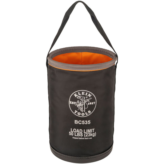 Straight Utility Bucket, 17" L x 12" W x 4" H, Nylon, Black/Grey/Orange