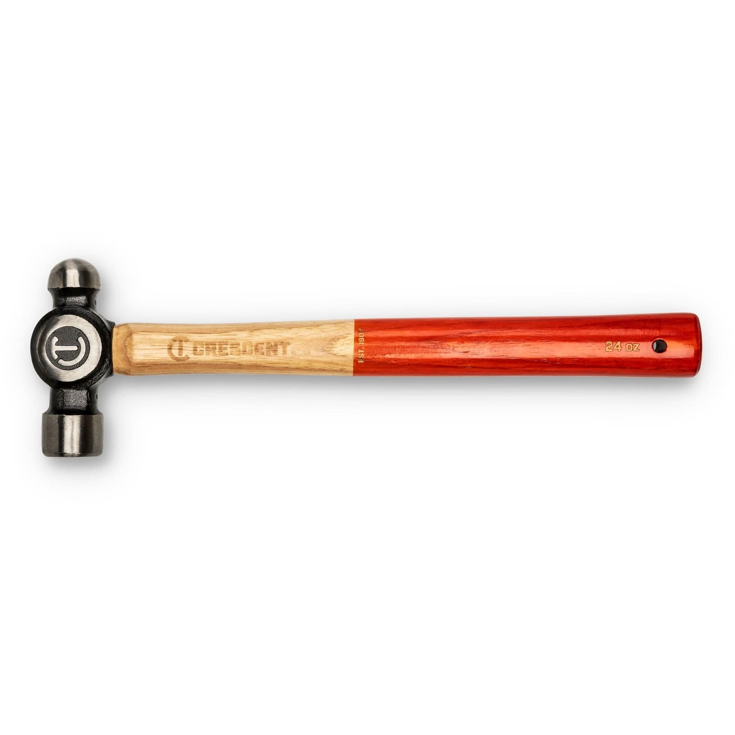 Ball Pein Hammer, 24 oz. Head Weight, Polished Face, Wood Handle