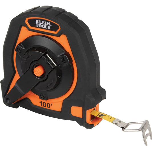 Closed Reel Long Tape Measure, 10 mm x 100', Imperial Graduations