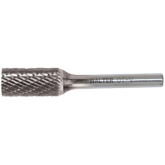 Double Cut Cylindrical Carbide Burr, 1/4" Dia., 1/4" Shank, 5/8" Depth of Cut