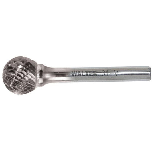 Double Cut Ball Shaped Burr, SD-5, 1/2" Dia., 1/4" Shank, 7/16" Depth of Cut