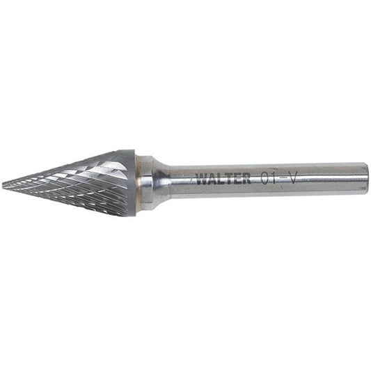 Double Cut Conical Carbide Burr, 1/2" Dia., 1/4" Shank, 7/8" Depth of Cut