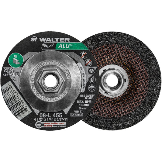 ALU™ Grinding Wheel, 4-1/2" x 1/4", 5/8"-11 Arbor, Aluminum Oxide, Type 27