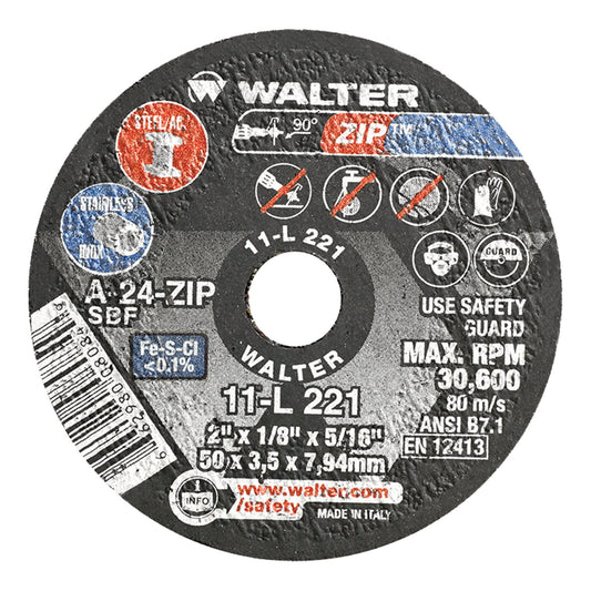 Portable Small Diameter Reinforced Cut-Off Wheels - Zip™, 2" x 1/8", 5/16" Arbor, Type 1, Aluminum Oxide, 31000 RPM