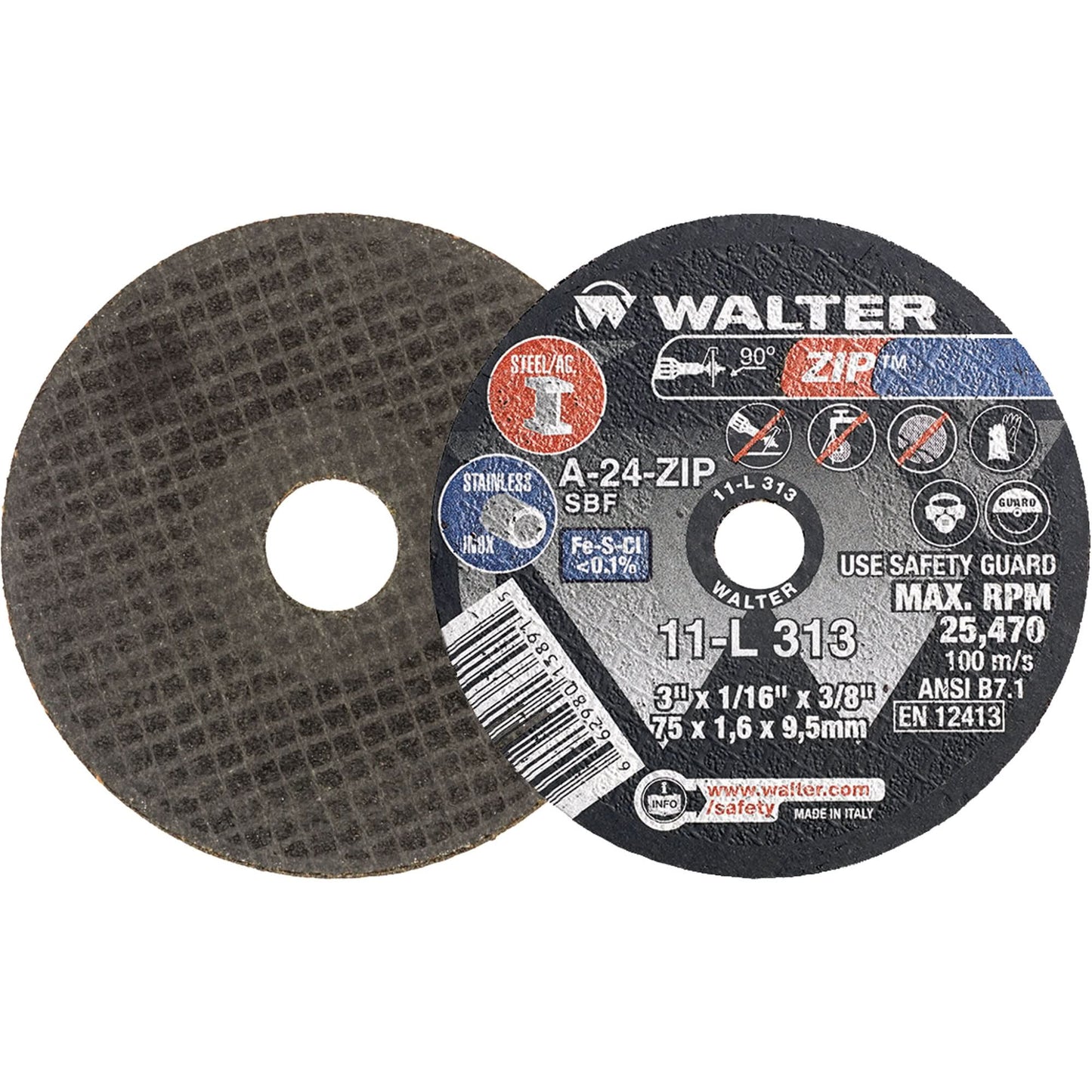 Zip™ Cut-Off Wheel, 3" x 1/16", 3/8" Arbor, Type 1, Aluminum Oxide, 25470 RPM