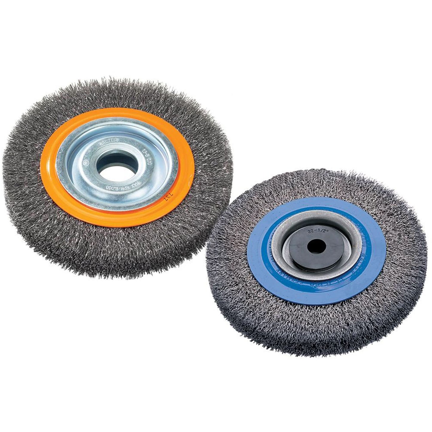 Crimped Wire Bench Wheel Brush, 8" Dia., 0.0118" Fill, 1-1/4" Arbor