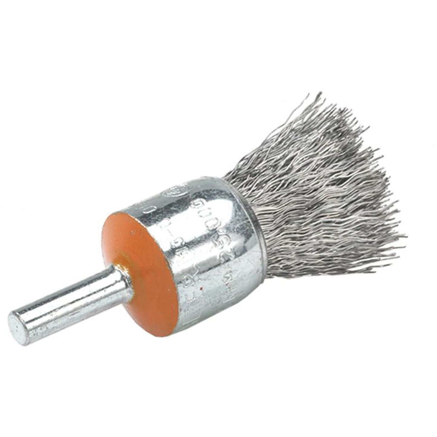 Mounted End Brush with Crimped Wires, 1/2", 0.02" Fill, 1/4" Shank