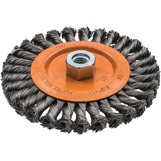 Wide Knotted Wire Wheel Brush, 5/8"-11 Arbor, Steel