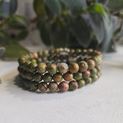 Unakite Gemstone Bead Bracelet | The Emotional Healer