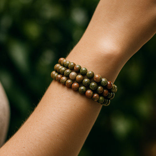 Unakite Gemstone Bead Bracelet | The Emotional Healer