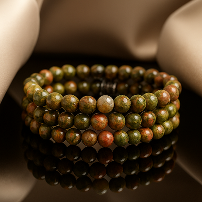 Unakite Gemstone Bead Bracelet | The Emotional Healer
