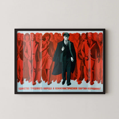 United Behind Lenin ‚Äì Striking Red Soviet Propaganda Poster | Vintage Communist Revolution Print (available handframed or unframed)