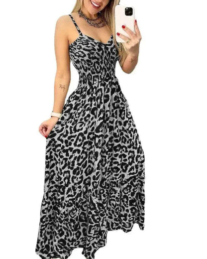 V-neck Brace Dress High Waist Temperament