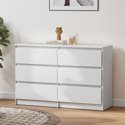 River 6 Drawer Dresser for Bedroom, Living Room or Hallway-White