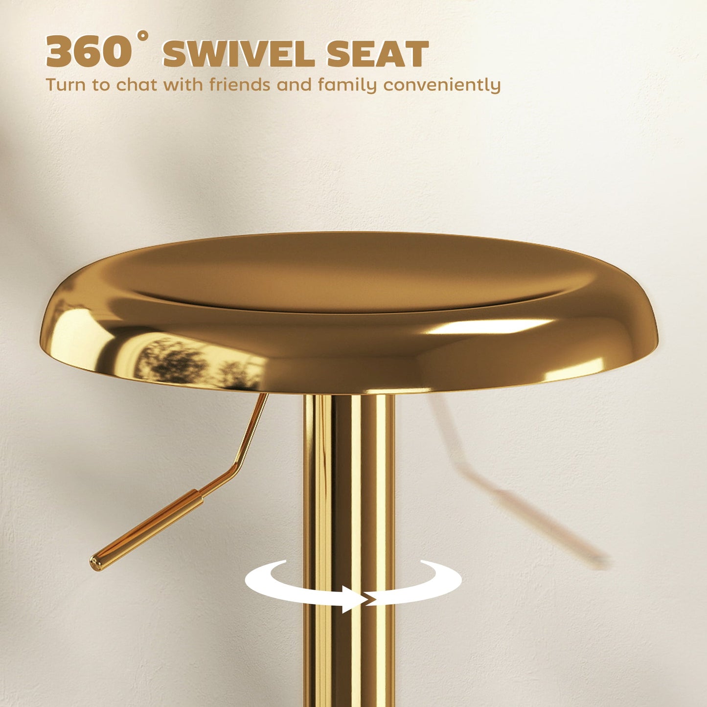 Canmore Modern Adjustable Counter/Bar Stools with Swivel-Set of 2-Gold